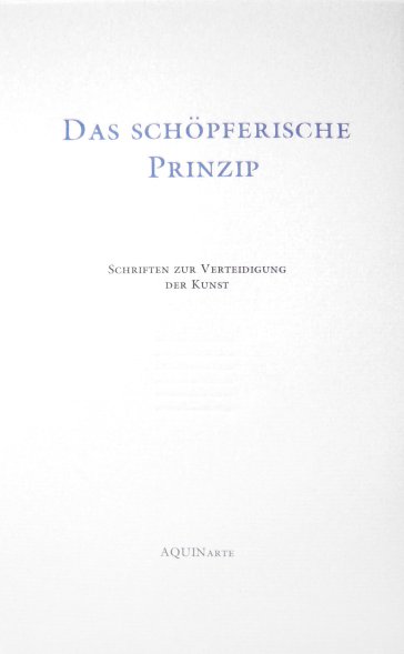 Buchcover No. VI: Das schöpferische Prinzip