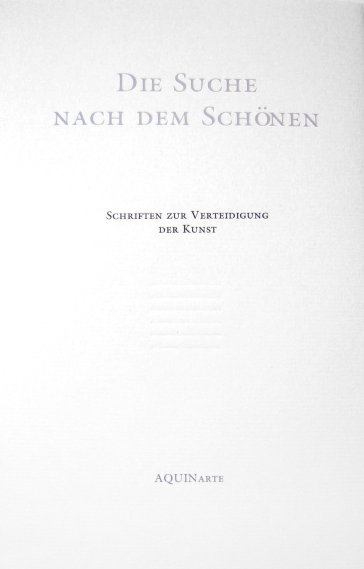 Buchcover No. VII: Die Suche nach dem Schönen