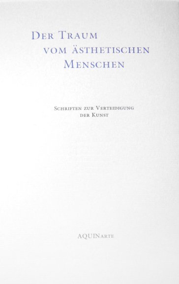 Buchcover No. X: Der Traum vom ästhetischen Menschen