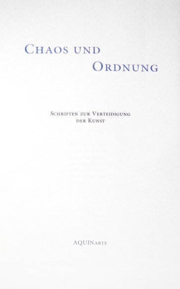 Buchcover No. XIII: Chaos und Ordnung