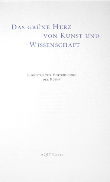Buchcover No. XIX: Das grüne Herz von Kunst und Wissenschaft