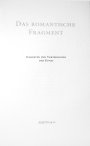 Buchcover No. XV: Das romantische Fragment