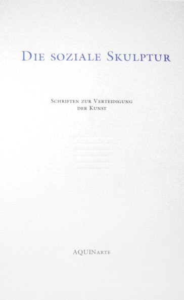 Buchcover No. XVIII: Die soziale Skulptur